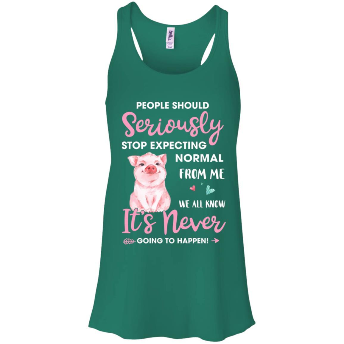 People Should Stop Expecting Normal From Me Pig-T-Shirt & Tank Top-Women's Flowy Racerback Tank-Kelly Green