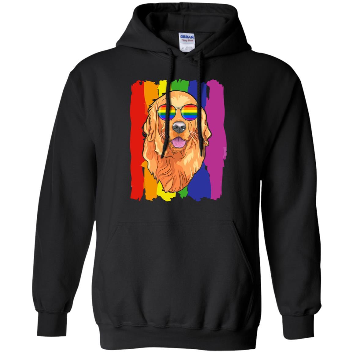 Funny Retrievers Golden LGBT LGBT Pride Gifts-T-Shirt & Hoodie-Pullover Hoodie-Black