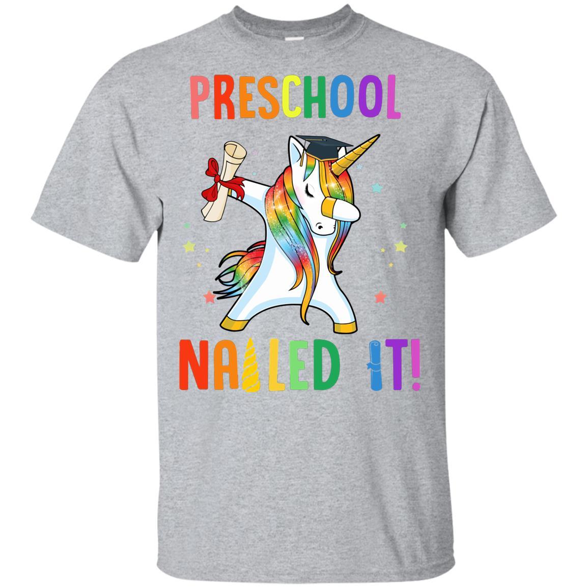 Dabbing Preschool Unicorn Nailed It Graduation Class Of 2021 Youth-Youth Shirt-Youth T-Shirt-Sport Grey