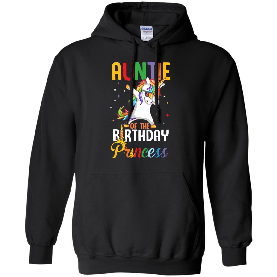 Auntie Of The Birthday Girl Dabbing Unicorn Party-T-Shirt & Hoodie-Pullover Hoodie-Black