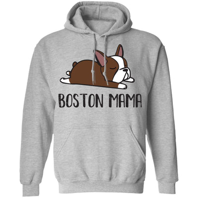 Brown Boston Terrier Mama Bostie Mom Gifts Women-T-Shirt & Hoodie-Pullover Hoodie-Sport Grey