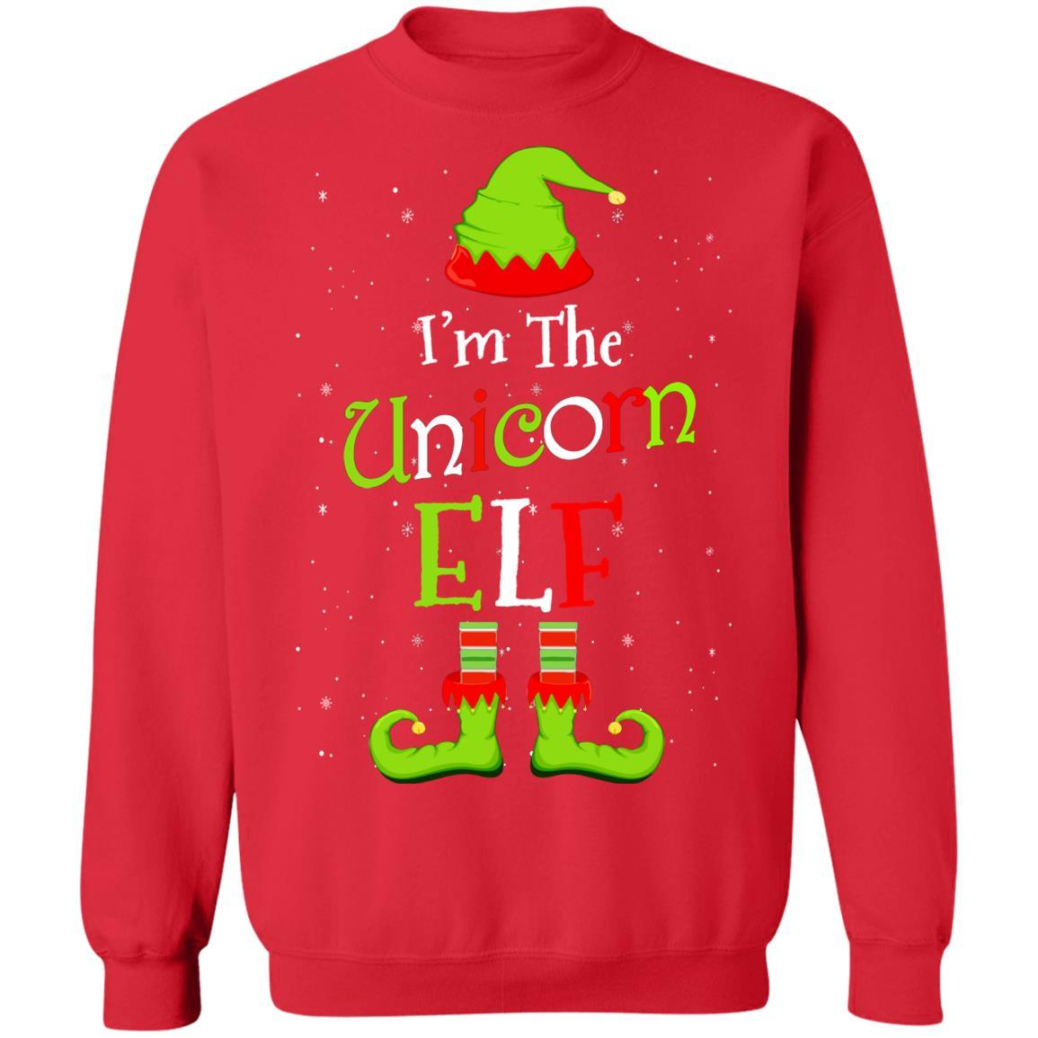 I'm The Unicorn Elf Family Matching Funny Christmas Group Gift-T-Shirt & Sweatshirt-Crewneck Sweatshirt-Red