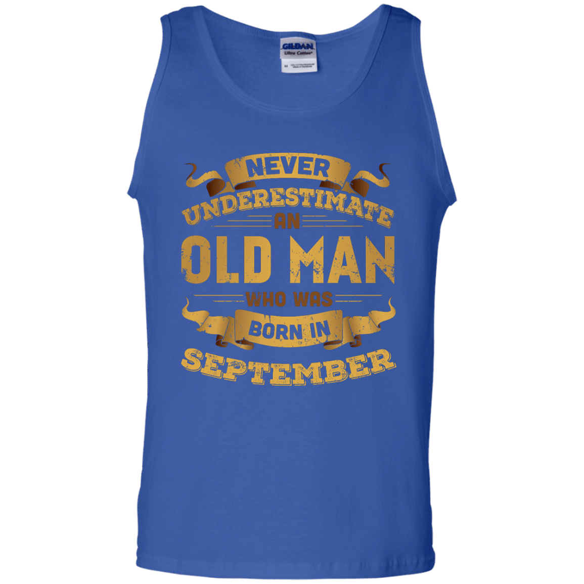 Never Underestimate An Old Man Who Was Born In September-T-Shirt & Hoodie-Unisex Tank-Royal