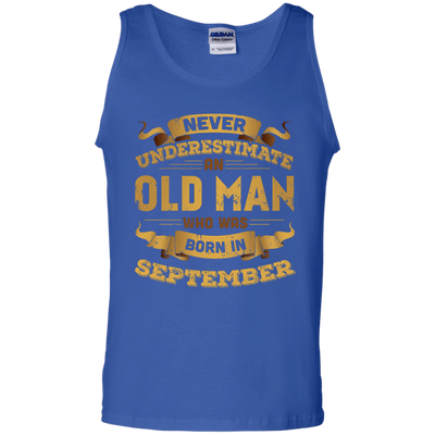 Never Underestimate An Old Man Who Was Born In September-T-Shirt & Hoodie-Unisex Tank-Royal