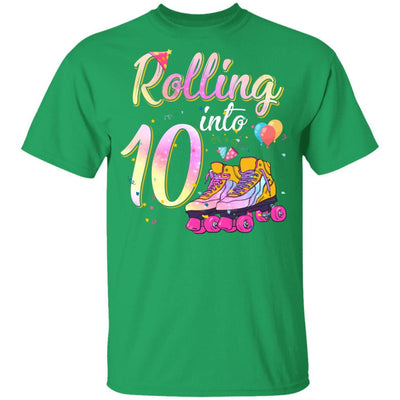 10 Years Old Birthday Girls Roller Skates 80's 10th Birthday Youth-Youth Shirt-Youth T-Shirt-Irish Green