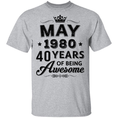 Vintage 1980 May 40Th Birthday Gift Being Awesome-T-Shirt & Tank Top-Classic T-Shirt-Sport Grey