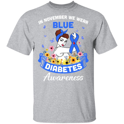 In November We Wear Blue Diabetes Awareness Support Gifts-T-Shirt & Hoodie-Classic T-Shirt-Sport Grey