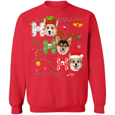 Christmas Ho Ho Ho Corgi Lover Funny Xmas Gift-T-Shirt & Sweatshirt-Crewneck Sweatshirt-Red