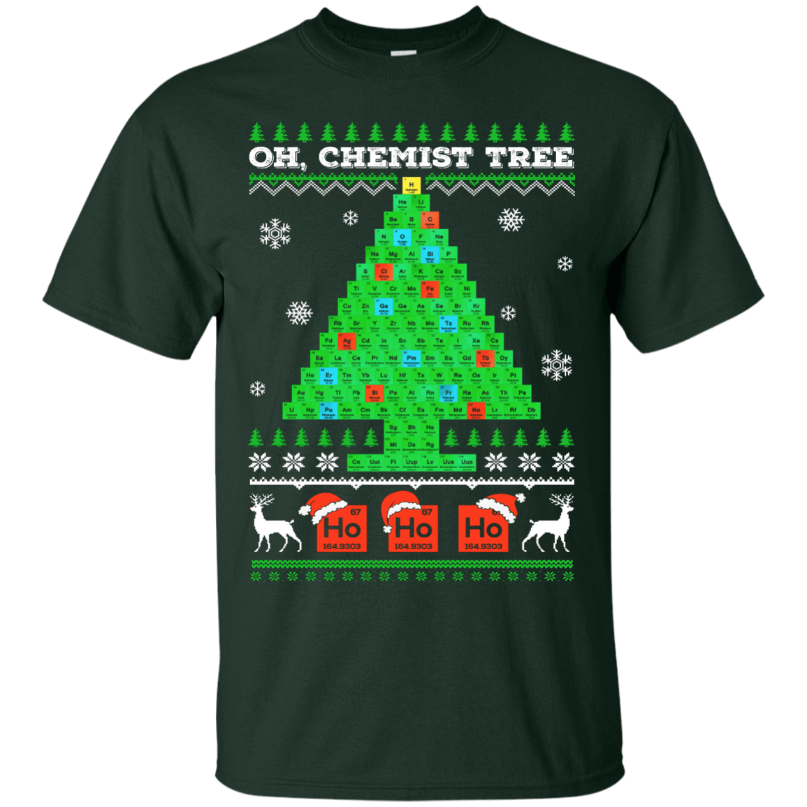Oh Chemistry Tree Science Christmas Ugly Sweater-T-Shirt & Hoodie-Classic T-Shirt-Forest Green