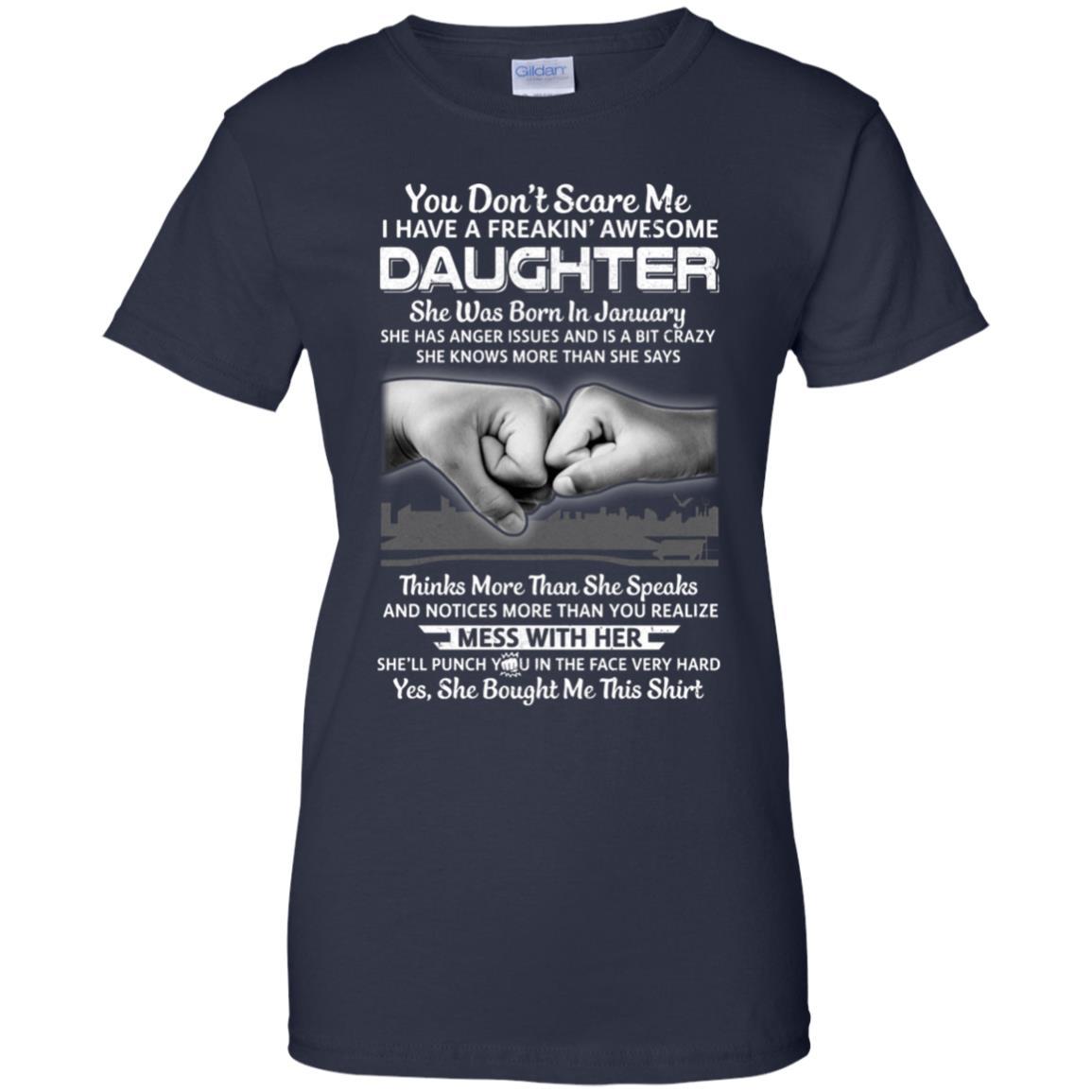 You Don't Scare Me I Have A Daughter Born In January Dad-T-Shirt & Hoodie-Women's T-Shirt-Navy