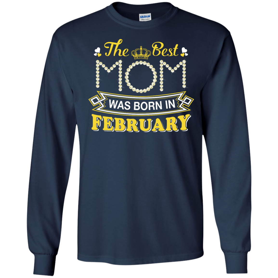 The Best Mom Was Born In February-T-Shirt & Hoodie-Long Sleeve T-Shirt-Navy