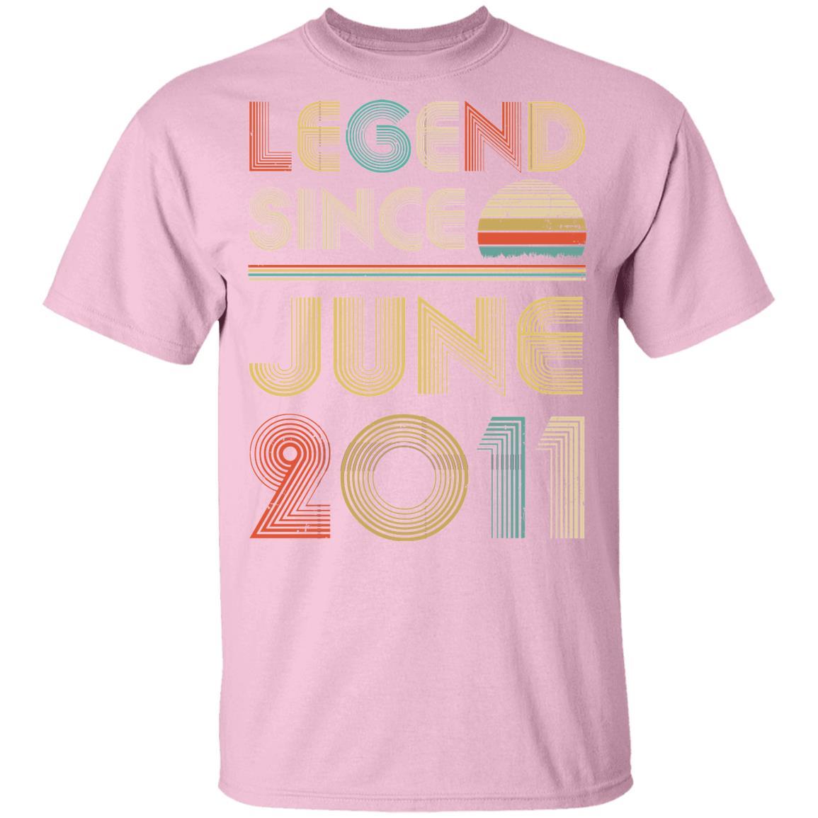 Legend Since June 2011 Vintage 10th Birthday Gifts Youth-Youth Shirt-Youth T-Shirt-Light Pink