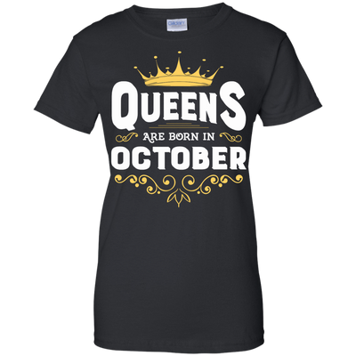 Queens Are Born In October-T-Shirt & Hoodie-Women's T-Shirt-Black