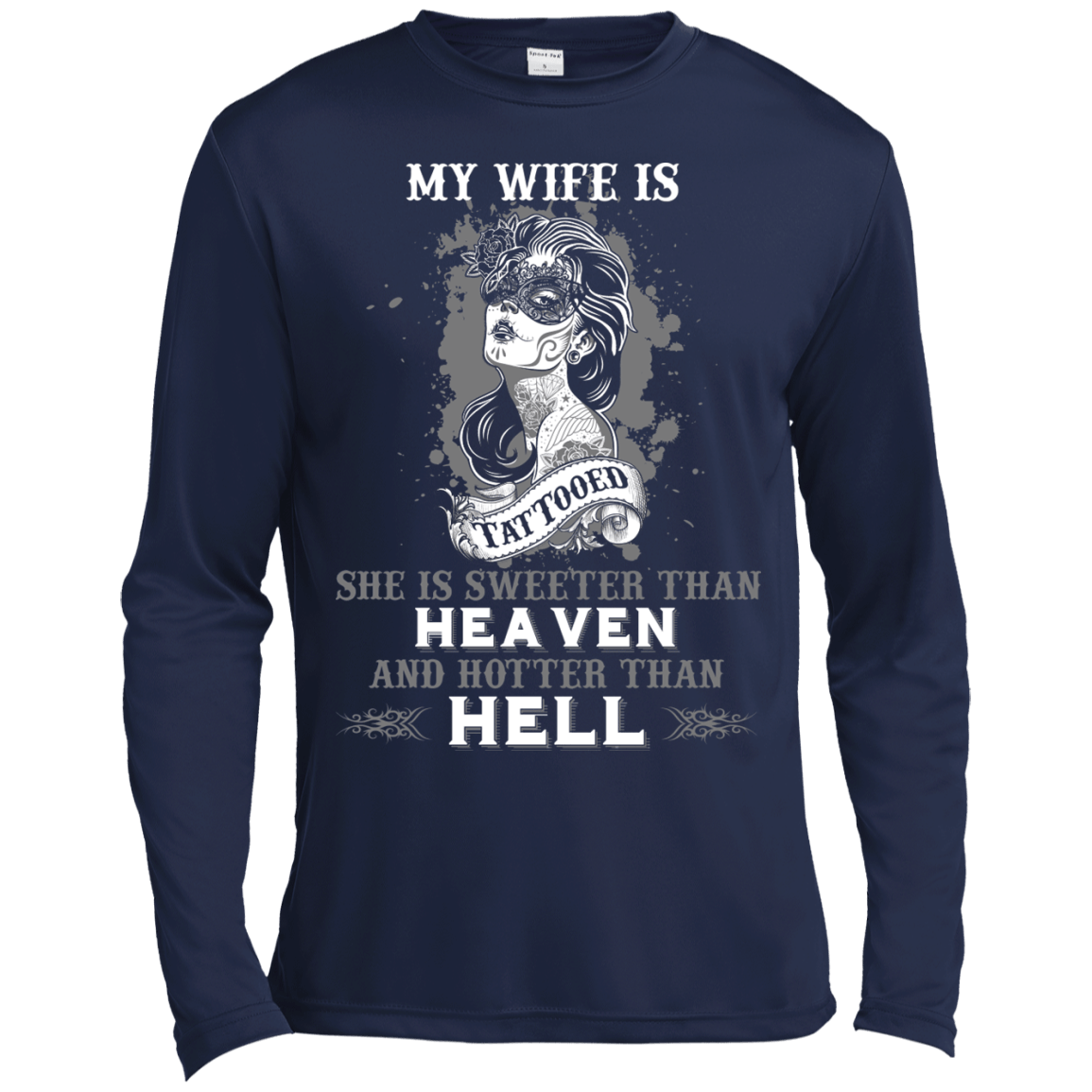 My Wife Is Tattooted-T-Shirt & Hoodie-Long Sleeve T-Shirt-Navy