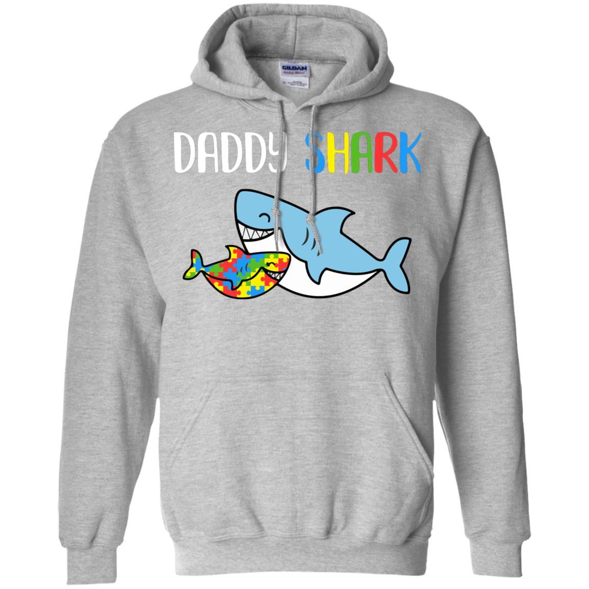 Daddy Shark Support Autism Awareness For Child-T-Shirt & Hoodie-Pullover Hoodie-Sport Grey