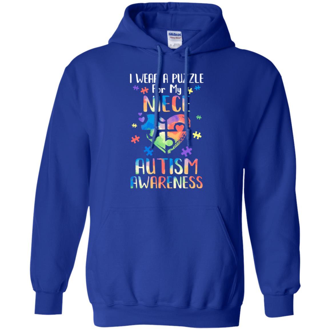 I Wear A Puzzle For My Niece Autism Awareness-T-Shirt & Hoodie-Pullover Hoodie-Royal