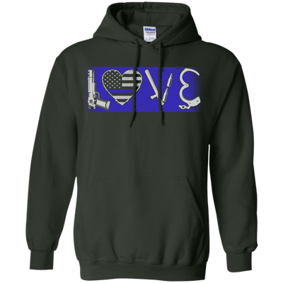 LOVE Thin Blue Line Police Officer-T-Shirt & Hoodie-Pullover Hoodie-Forest Green