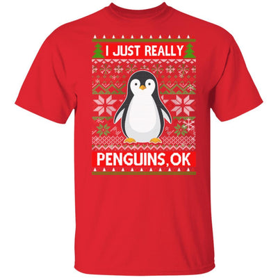 I Just Really Like Penguins Ok Ugly Christmas Sweater-T-Shirt & Sweatshirt-Classic T-Shirt-Red