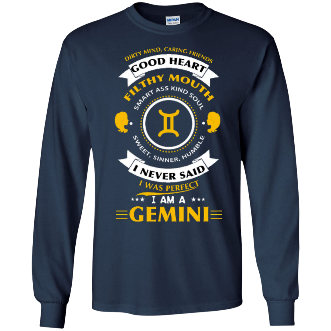 I never said I was perfect I am a GEMINI-T-Shirt & Hoodie-Long Sleeve T-Shirt-Navy