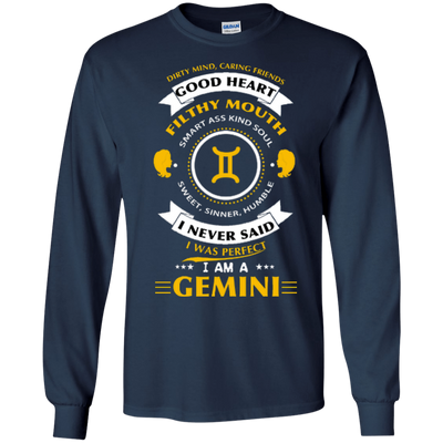I never said I was perfect I am a GEMINI-T-Shirt & Hoodie-Long Sleeve T-Shirt-Navy