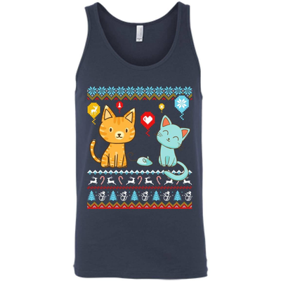 Halo Halo Christmas Cat Lover-T-Shirt & Hoodie-Unisex Tank-Navy