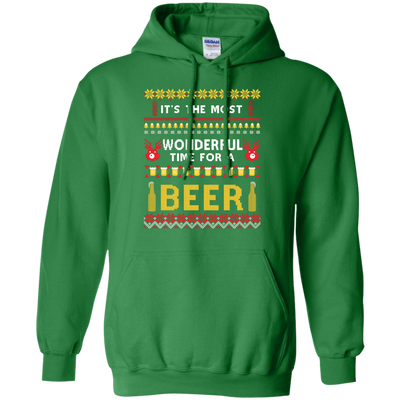 It's The Most Wonderful Time For A Beer Ugly Sweater-T-Shirt & Hoodie-Pullover Hoodie-Irish Green