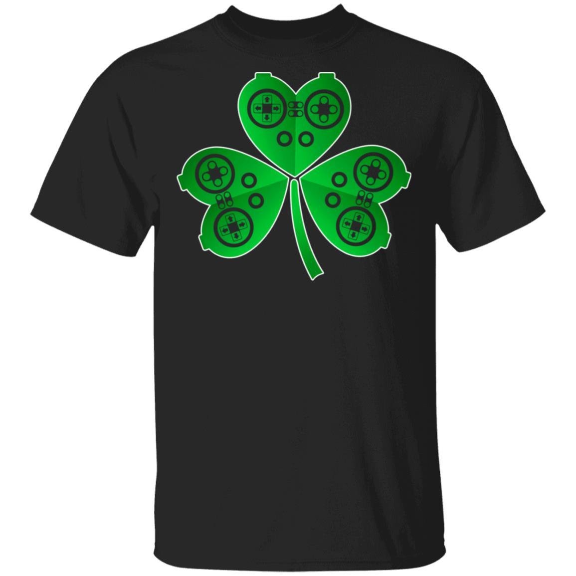 Video Game Controller St Patrick's Day Shamrock Gift Boys-T-Shirt & Hoodie-Classic T-Shirt-Black