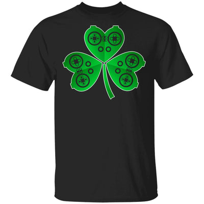 Video Game Controller St Patrick's Day Shamrock Gift Boys-T-Shirt & Hoodie-Classic T-Shirt-Black