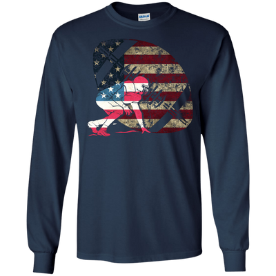 Tackle Football America Flag-T-Shirt & Hoodie-Long Sleeve T-Shirt-Navy