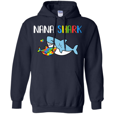Nana Shark Support Autism Awareness For Grandchild-T-Shirt & Hoodie-Pullover Hoodie-Navy