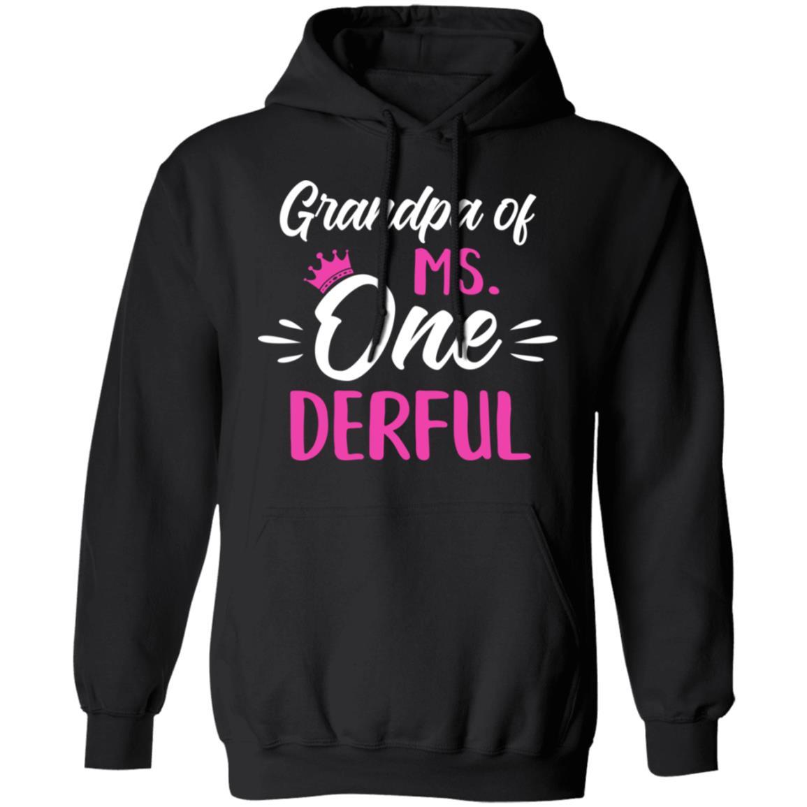 Grandpa Of Ms Onederful 1st Birthday Party Costumes Gifts-T-Shirt & Hoodie-Pullover Hoodie-Black
