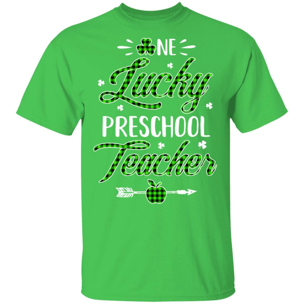 One Lucky Preschool Teacher St Patricks Day Irish Gift-T-Shirt & Hoodie-Classic T-Shirt-Irish Green