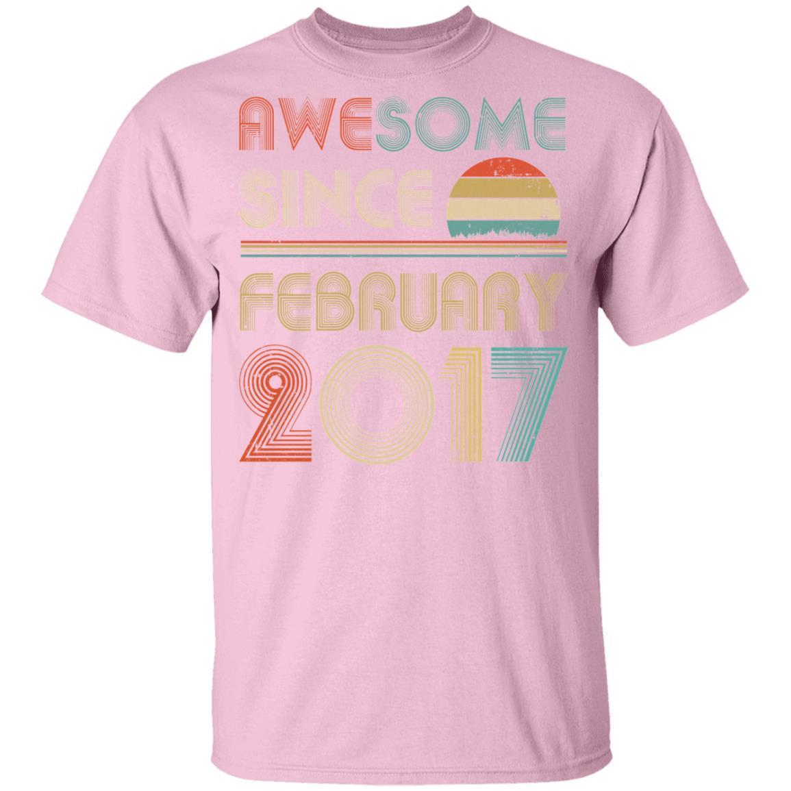 Awesome Since February 2017 Vintage 4th Birthday Gifts Youth-Youth Shirt-Youth T-Shirt-Light Pink
