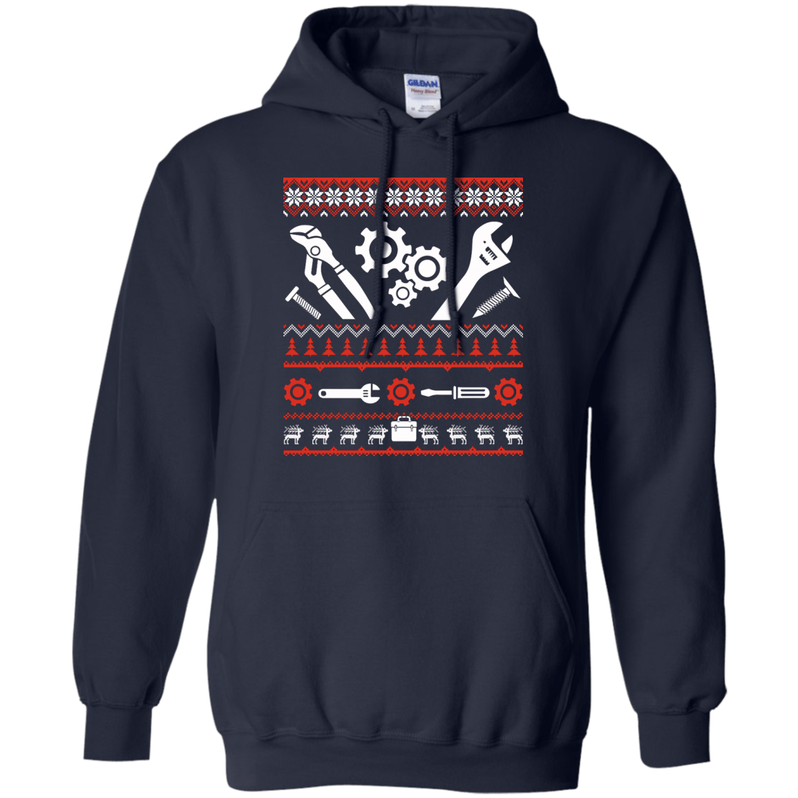 Mechanic Christmas Sweater-T-Shirt & Hoodie-Pullover Hoodie-Navy
