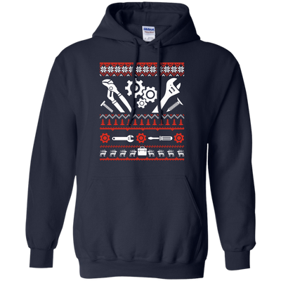 Mechanic Christmas Sweater-T-Shirt & Hoodie-Pullover Hoodie-Navy