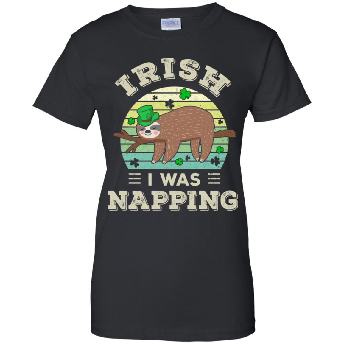 Saint Patrick's Day Irish I Was Napping Sloth For Kids-T-Shirt & Hoodie-Women's T-Shirt-Black