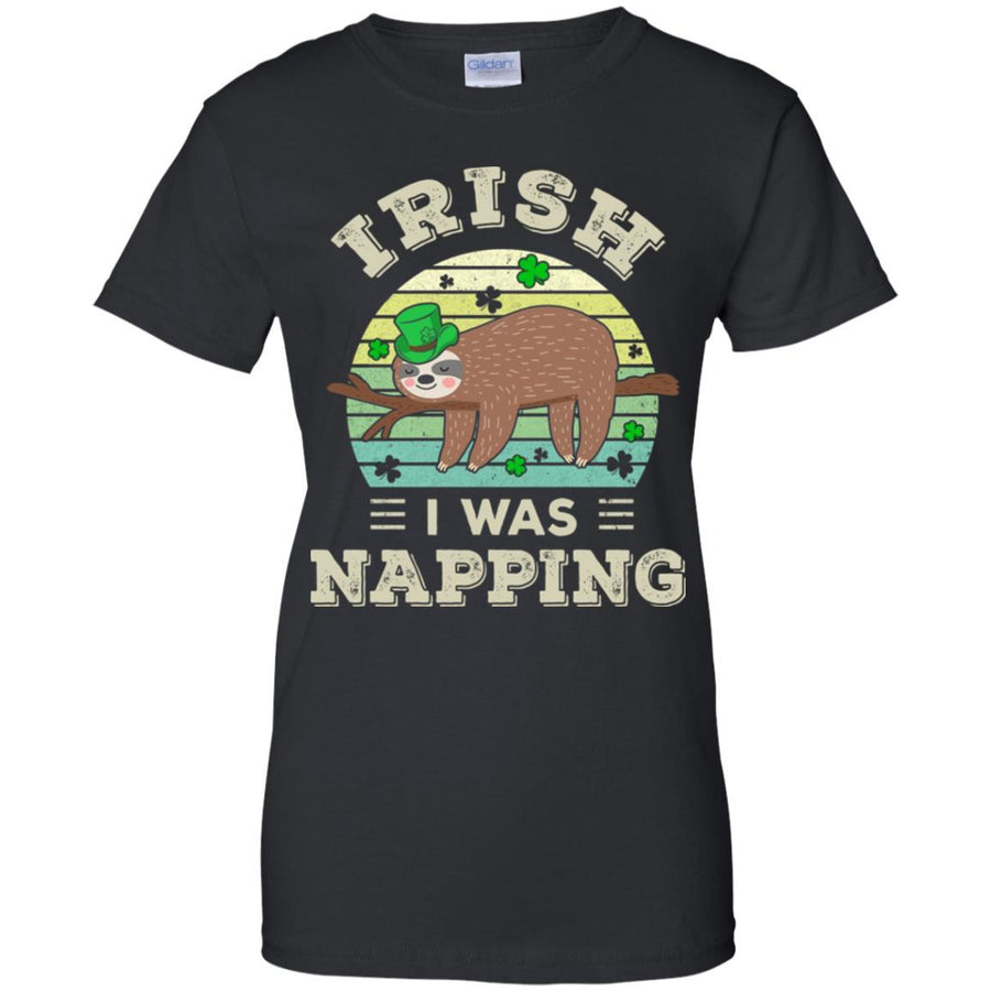 Saint Patrick's Day Irish I Was Napping Sloth For Kids-T-Shirt & Hoodie-Women's T-Shirt-Black