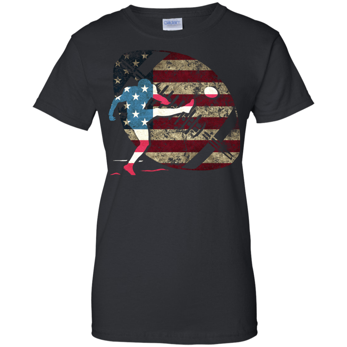 Kicker Football America Flag-T-Shirt & Hoodie-Women's T-Shirt-Black