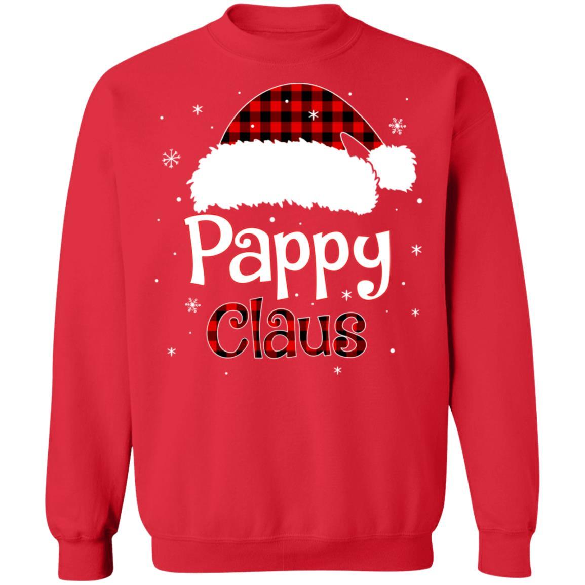 Santa Pappy Claus Red Plaid Family Pajamas Christmas Gift-T-Shirt & Sweatshirt-Crewneck Sweatshirt-Red