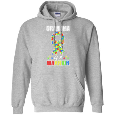 Grandma Of A Warrior Support Autism Awareness Gift-T-Shirt & Hoodie-Pullover Hoodie-Sport Grey