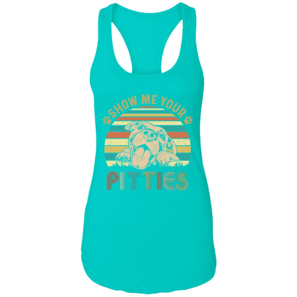 Show Me Your Pitties Retro Vintage Pitbull Lover Gift-T-Shirt & Tank Top-Women's Ideal Racerback Tank-Tahiti Blue