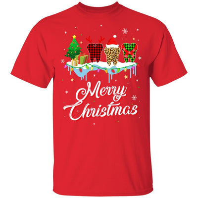 Merry Christmas Dental Assistant Tooth Red Plaid Xmas Gift-T-Shirt & Sweatshirt-Classic T-Shirt-Red