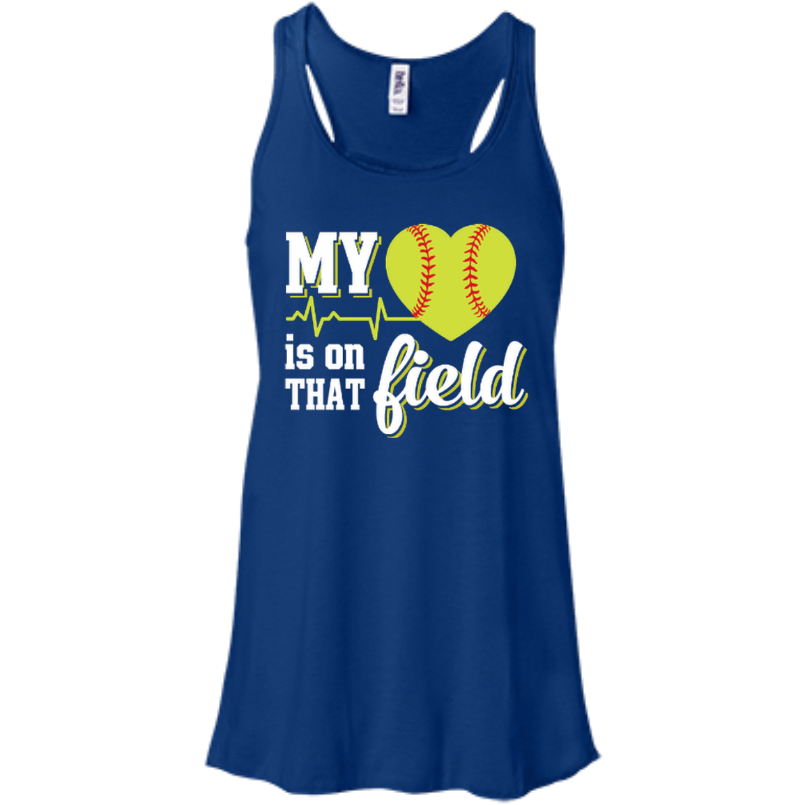 My Heart Is On That Field Softball-T-Shirt & Hoodie-Women's Flowy Racerback Tank-True Royal