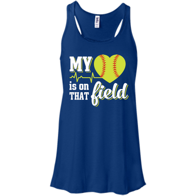 My Heart Is On That Field Softball-T-Shirt & Hoodie-Women's Flowy Racerback Tank-True Royal