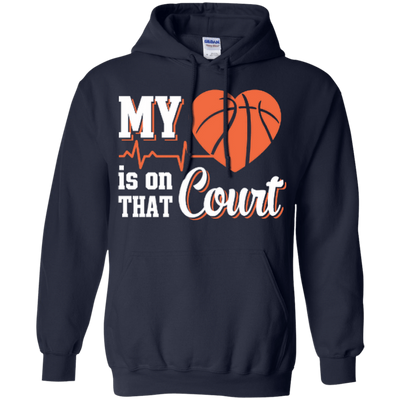 My Heart Is On That Court Basketball-T-Shirt & Hoodie-Pullover Hoodie-Navy