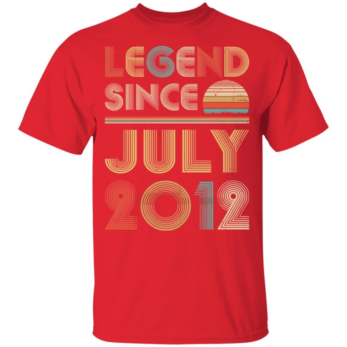 Legend Since July 2012 Vintage 9th Birthday Gifts Youth-Youth Shirt-Youth T-Shirt-Red