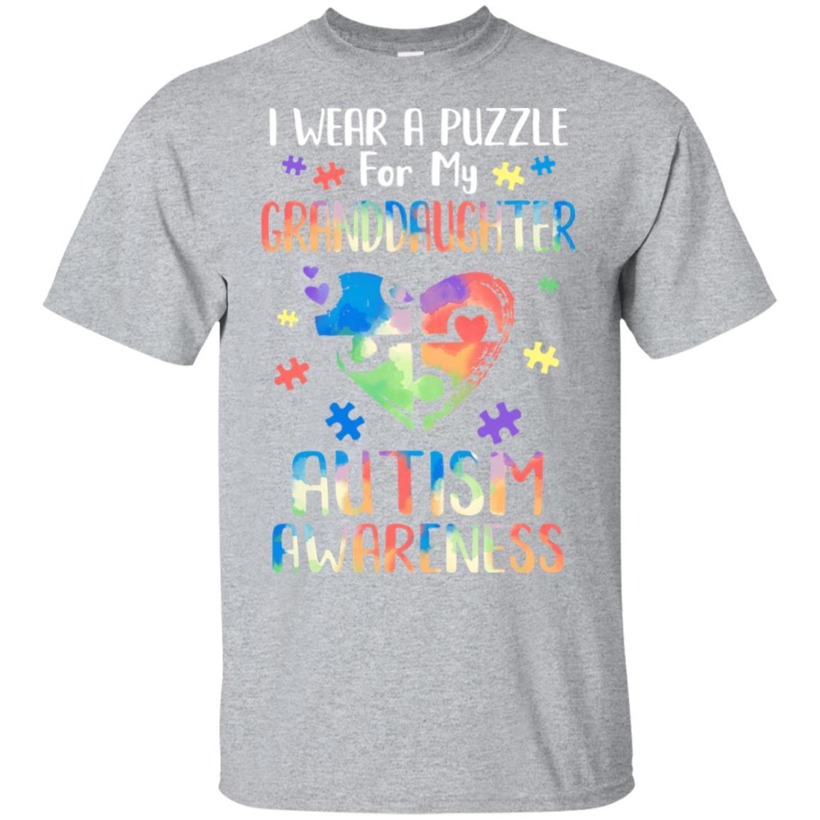 I Wear A Puzzle For My Granddaughter Autism Awareness-T-Shirt & Hoodie-Classic T-Shirt-Sport Grey