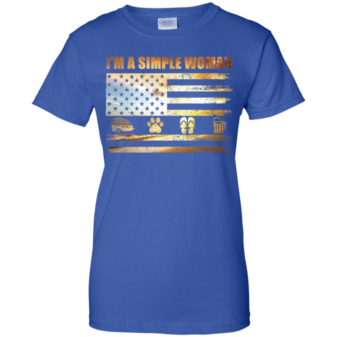 I'm A Simple Woman Love Camping Dog Flip Flop And Beer-T-Shirt & Tank Top-Women's T-Shirt-Royal