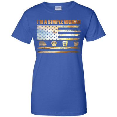 I'm A Simple Woman Love Camping Dog Flip Flop And Beer-T-Shirt & Tank Top-Women's T-Shirt-Royal