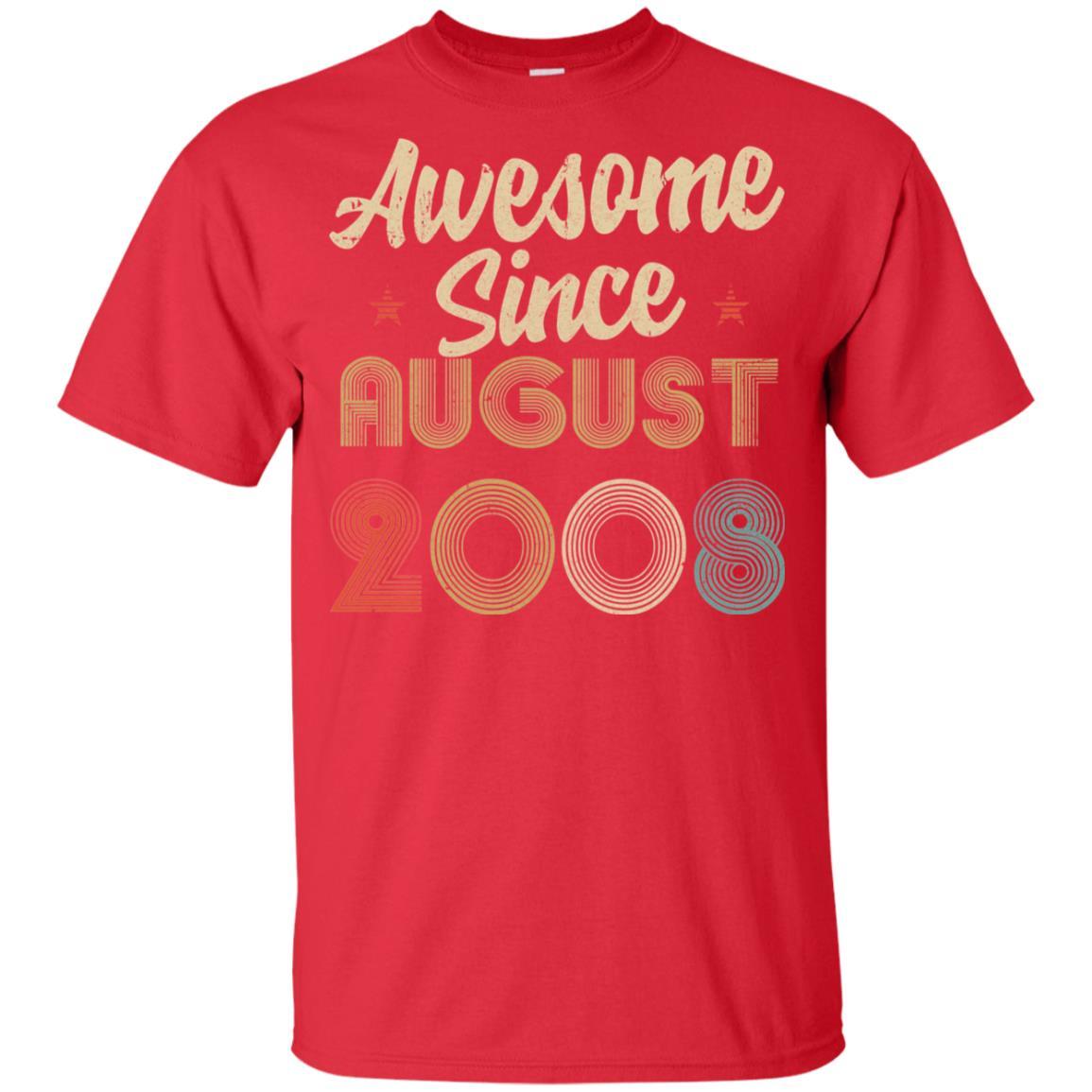 Awesome Since August 2008 Vintage 13th Birthday Gifts Youth-Youth Shirt-Youth T-Shirt-Red